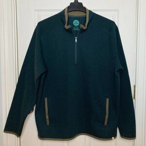 Life is Good Quarter-Zip Fleece Sweater Jacket Forest Green Relaxed Size Large